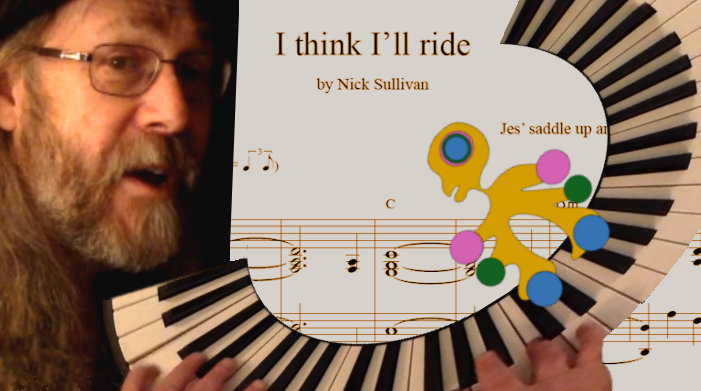 Click to play The title image of the video for Nick Sullivan's song 'I Think I'll Ride'