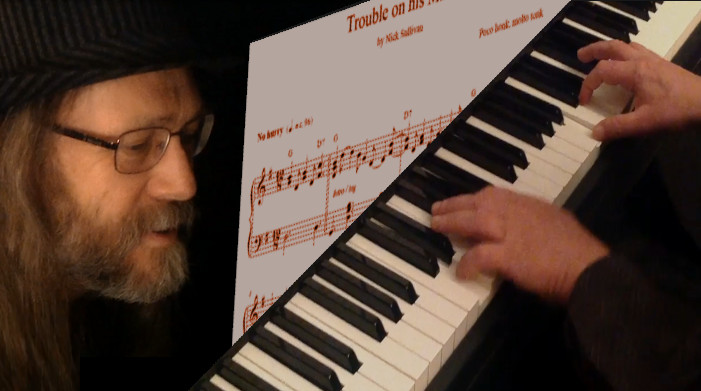 Click to play The title image of the video for Nick Sullivan's song 'Trouble On His Mind'